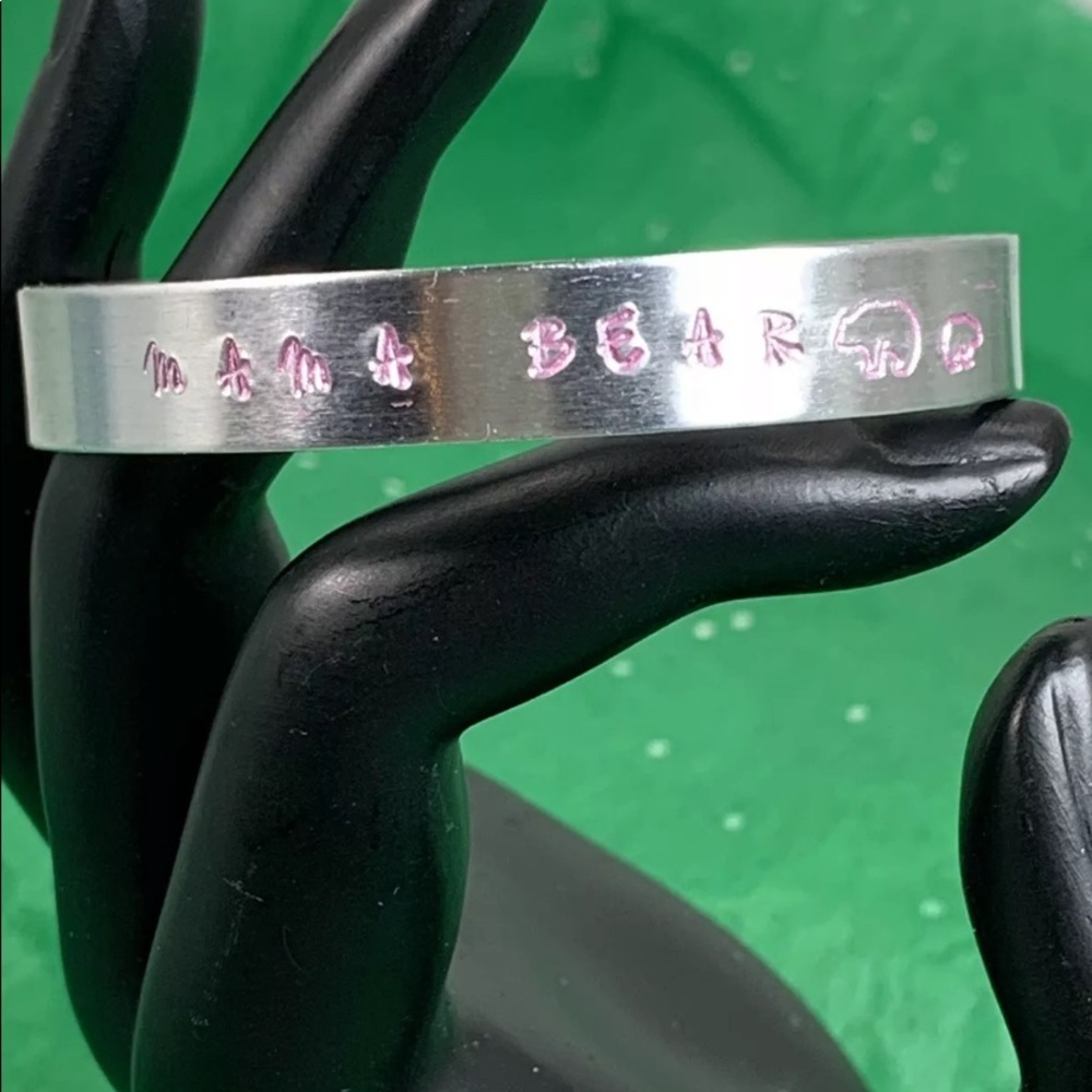 ⭐️🌸Adorned Crown stamped cuff mama bear bracelet